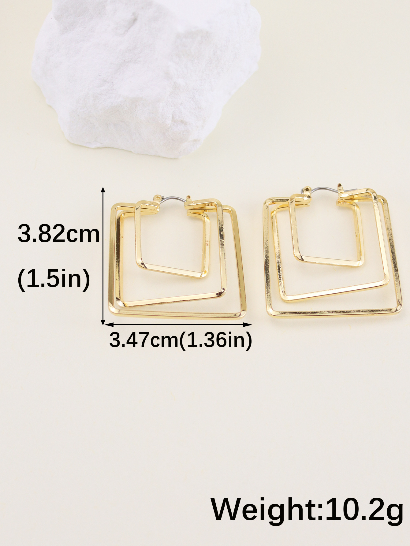 1 Pair Basic Square Iron Earrings display picture 3