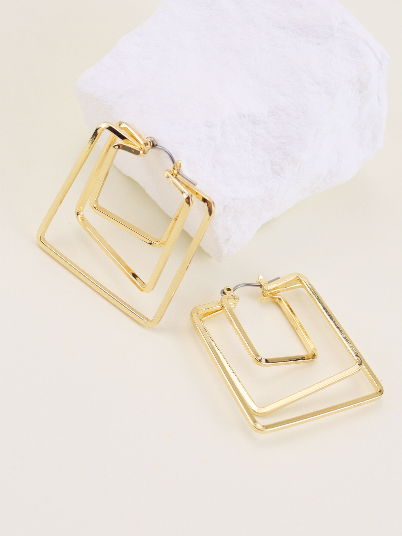1 Pair Basic Square Iron Earrings display picture 5