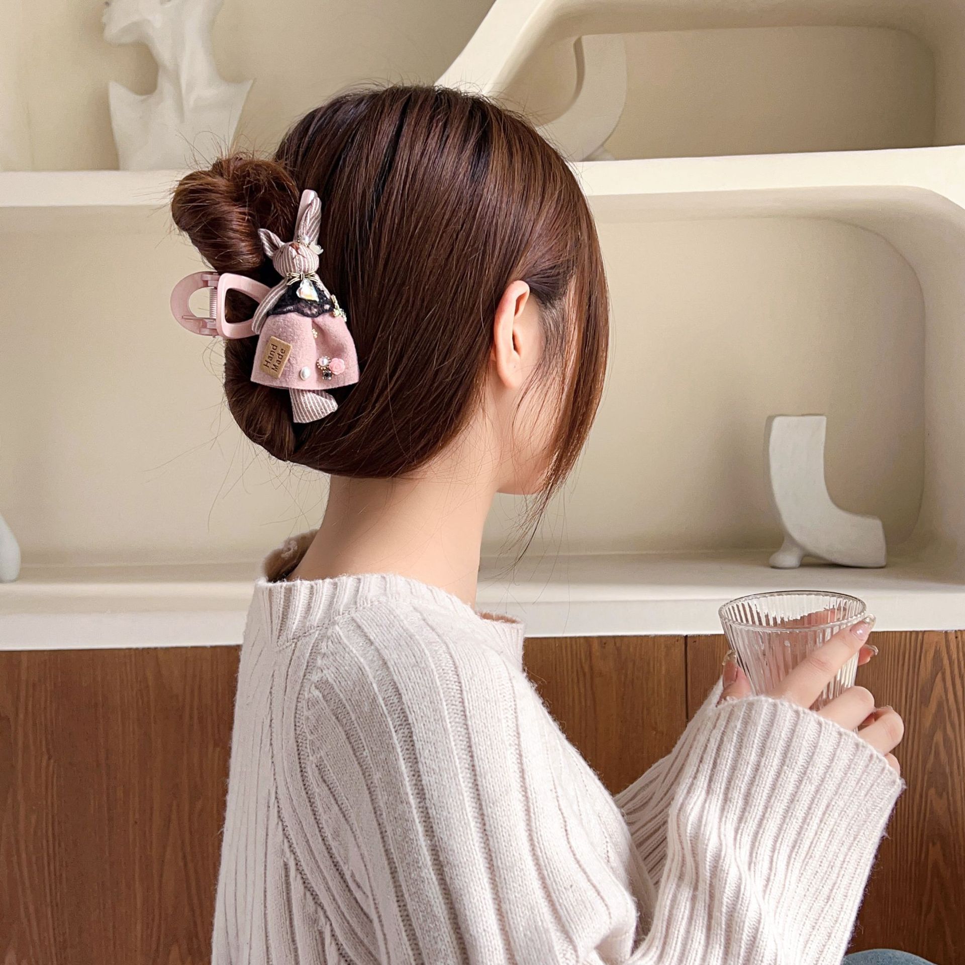 Princess Cute Rabbit Plastic Cloth Inlay Rhinestones Hair Claws display picture 8