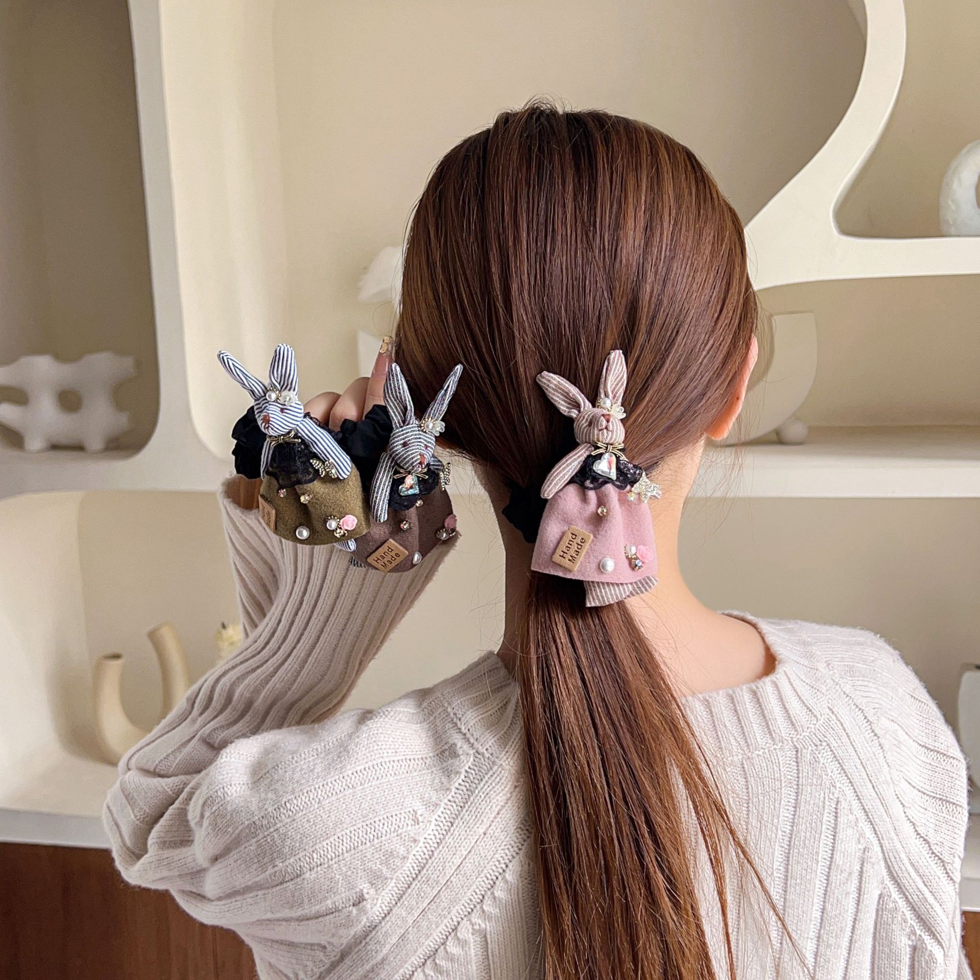 Prinzessin Süß Kaninchen Kunststoff Tuch Inlay Strasssteine Haarkrallen display picture 16