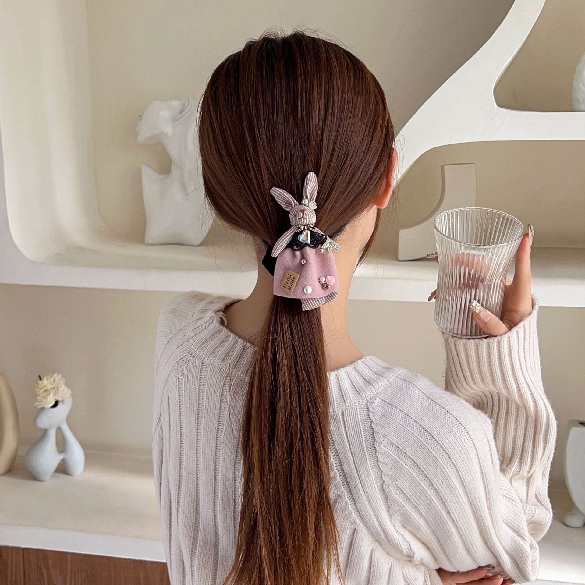 Prinzessin Süß Kaninchen Kunststoff Tuch Inlay Strasssteine Haarkrallen display picture 17