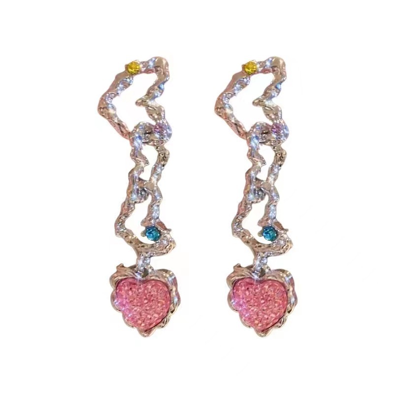Wholesale Jewelry Sweet Heart Shape Alloy Resin Drop Earrings display picture 1