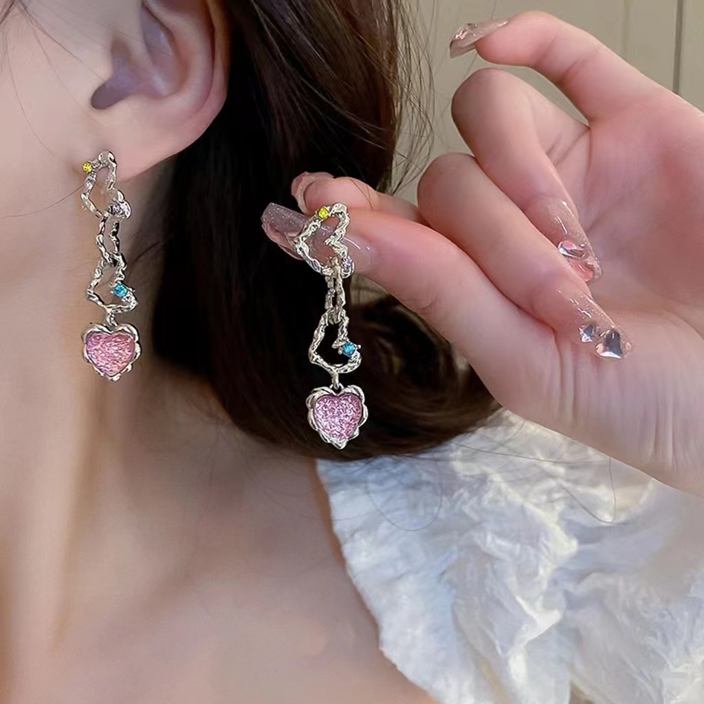 Wholesale Jewelry Sweet Heart Shape Alloy Resin Drop Earrings display picture 4
