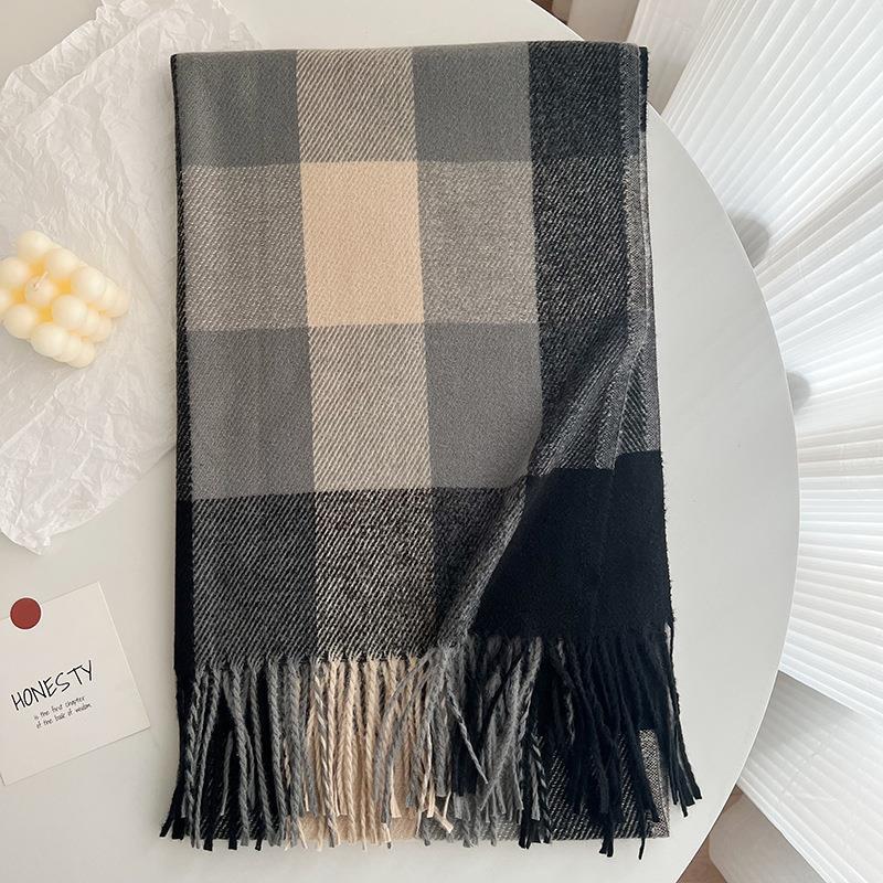 Unisex Streetwear Plaid Polyester Tassel Scarf display picture 4