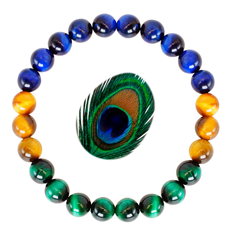 Style Classique Rond La Pierre Naturelle Oeil De Tigre Perlé Unisexe Bracelets display picture 2