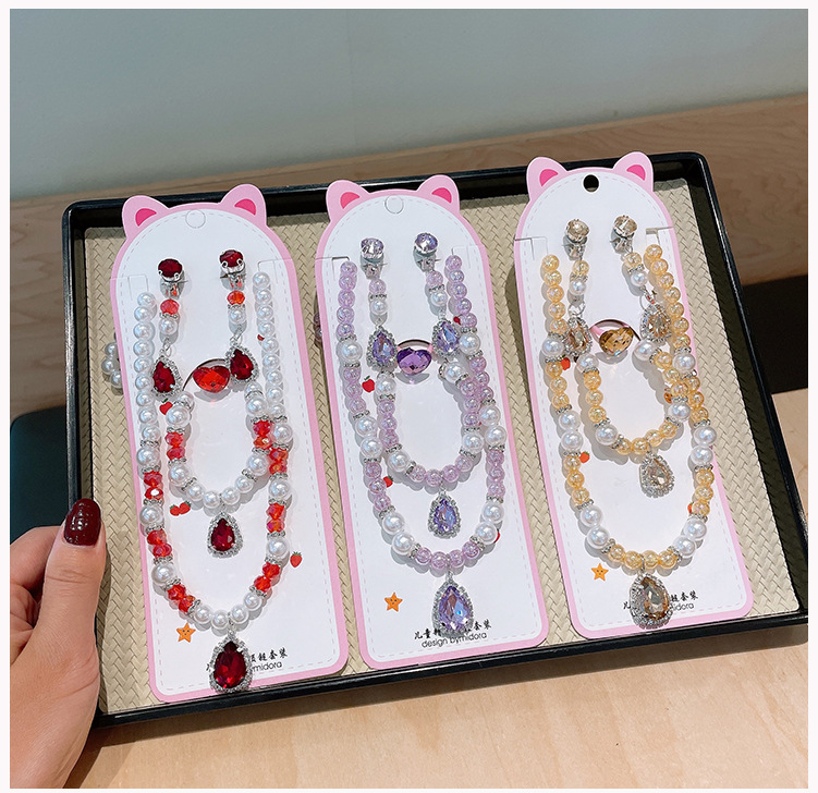Princess Cute Water Droplets Artificial Crystal Kid's Bracelets Necklace display picture 2
