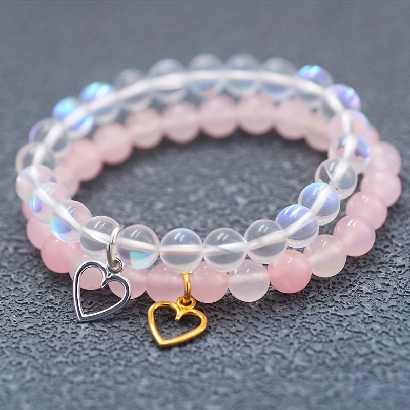 Simple Style Round Heart Shape Glass Glass Beaded Women's Bracelets display picture 4