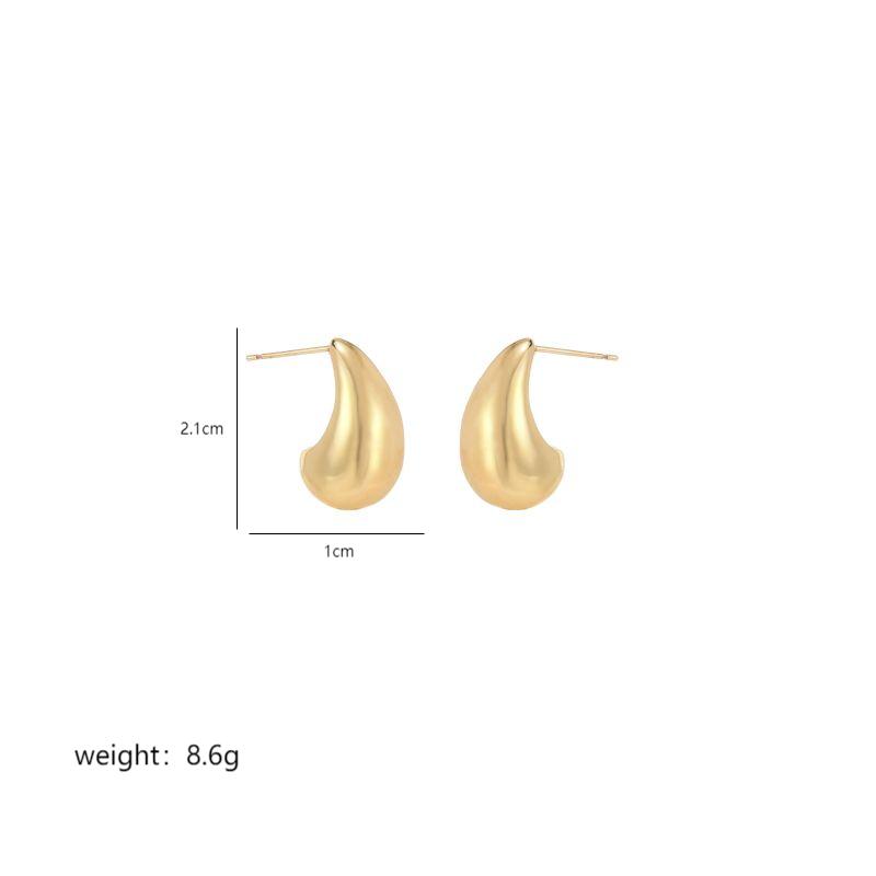 1 Pair Simple Style Water Droplets Polishing Plating Copper 18k Gold Plated Ear Studs display picture 1
