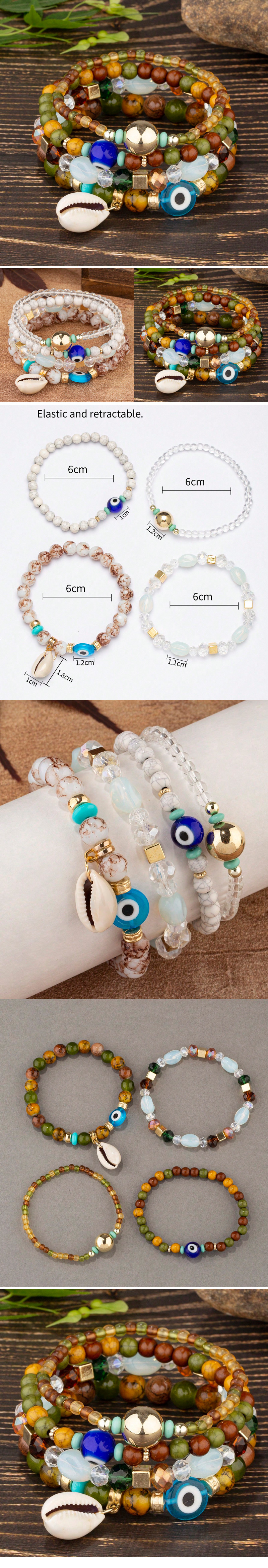 Bohemian Eye Resin Beaded Women's Bracelets display picture 1