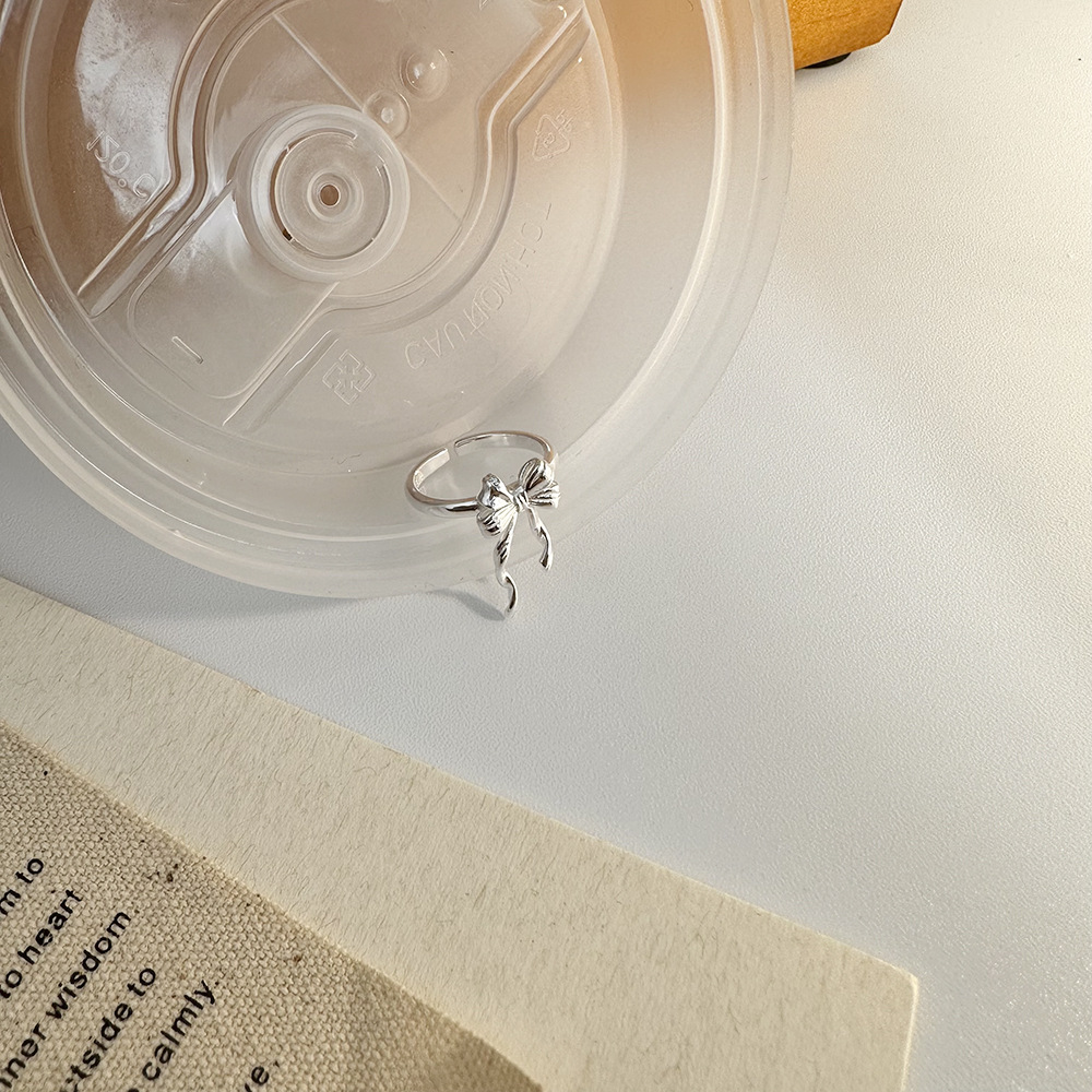 Einfacher Stil Bogenknoten Sterling Silber Versilbert Offener Ring In Masse display picture 2