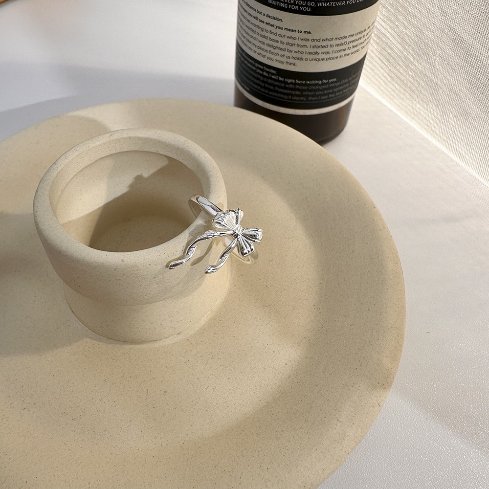 Einfacher Stil Bogenknoten Sterling Silber Versilbert Offener Ring In Masse display picture 5