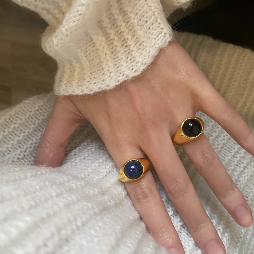 Basic Geometric Sterling Silver 24k Gold Plated White Gold Plated Agate Open Rings In Bulk display picture 8