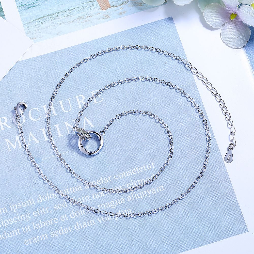 Basic Solid Color Sterling Silver White Gold Plated Zircon Necklace In Bulk display picture 3