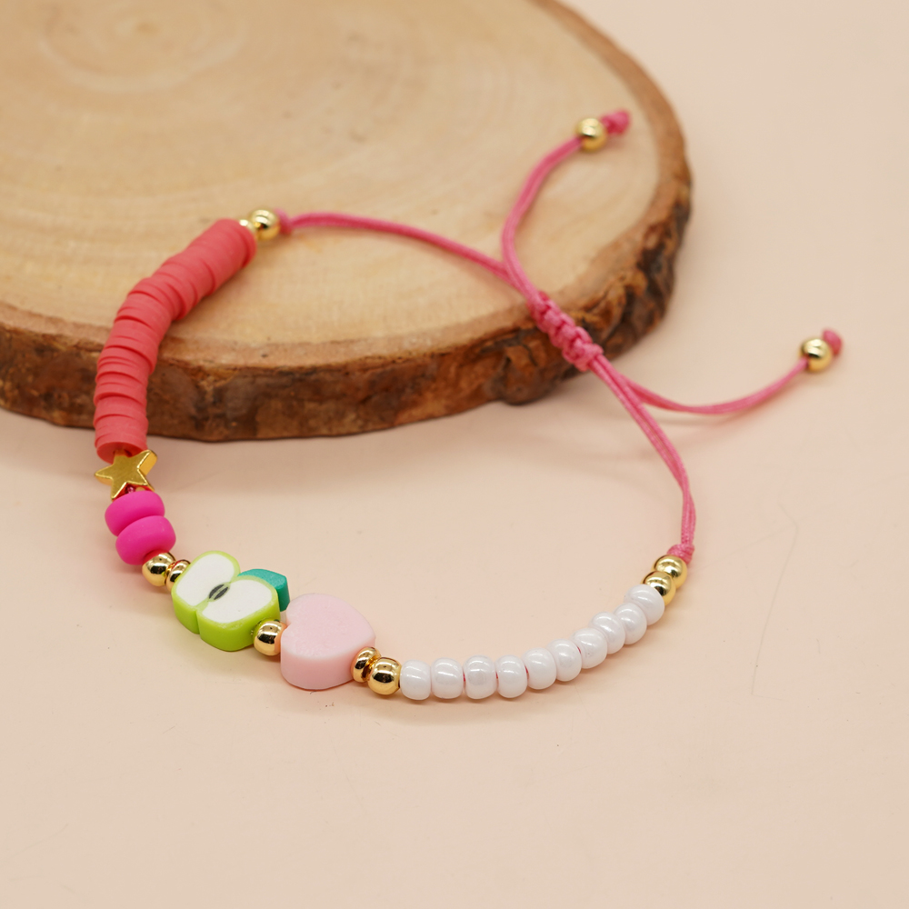 Cute Simple Style Fruit Heart Shape Beads Glass Soft Clay Wholesale Bracelets display picture 4