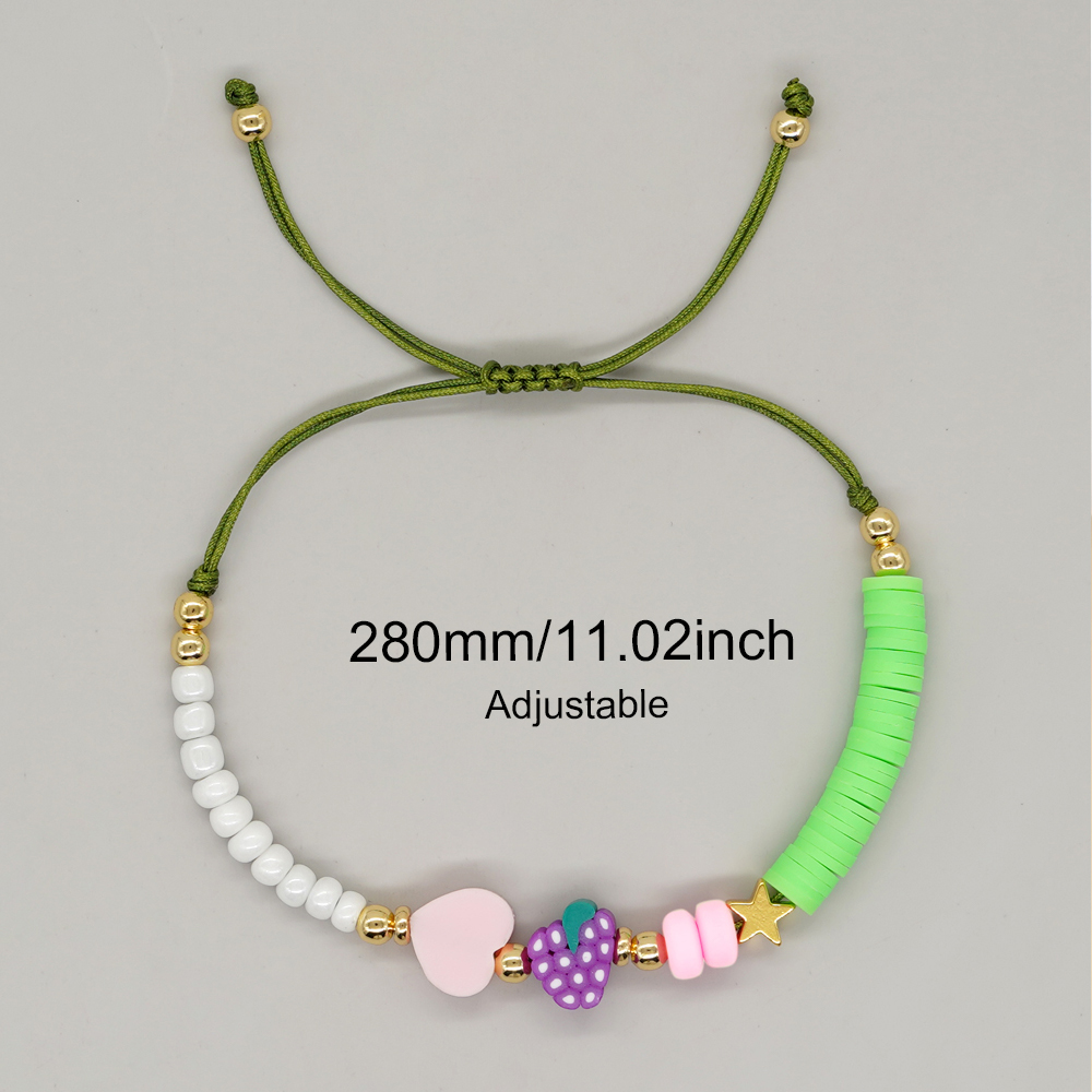 Cute Simple Style Fruit Heart Shape Beads Glass Soft Clay Wholesale Bracelets display picture 11