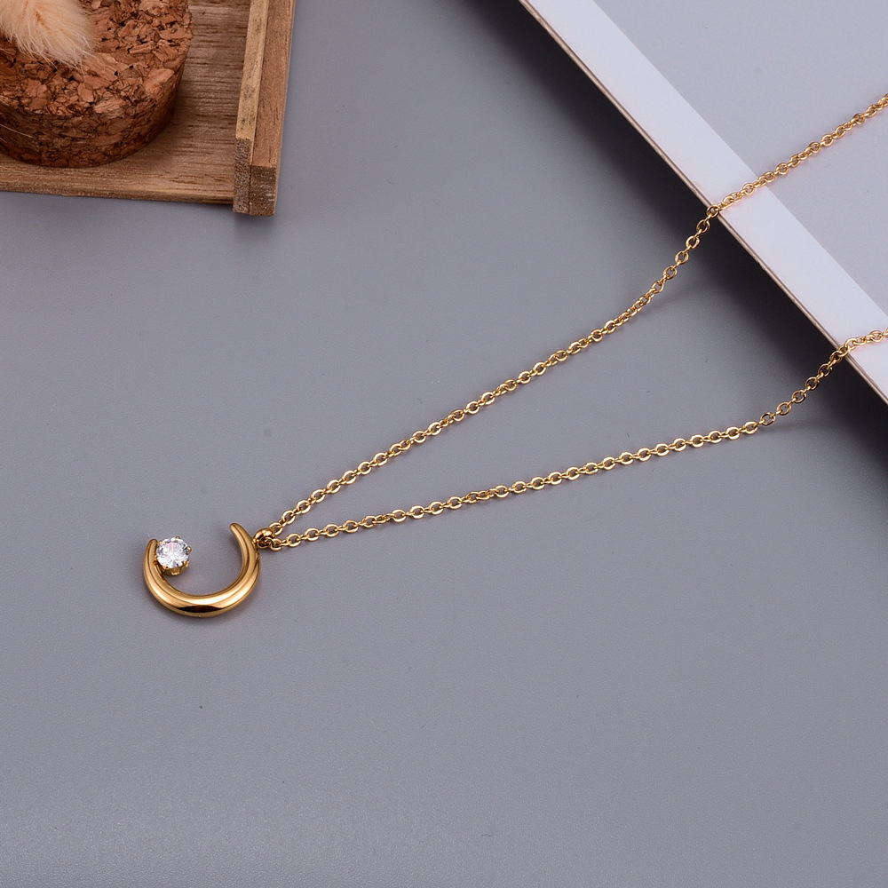 Ig Style Simple Style Heart Shape Titanium Steel Plating Inlay Zircon 18k Gold Plated Necklace display picture 5