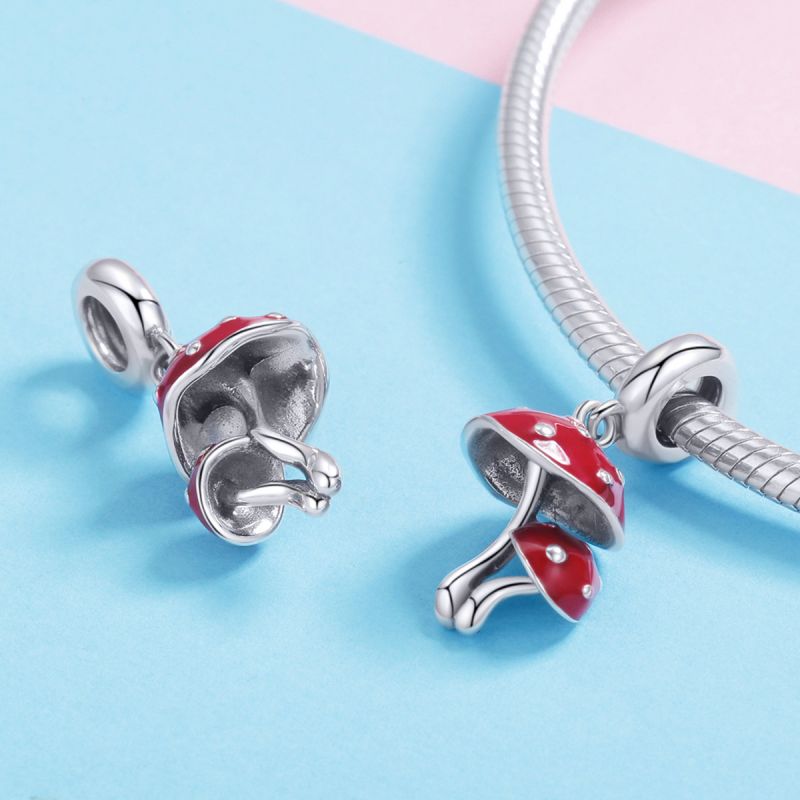 Casual Cute Mushroom Sterling Silver Inlay Zircon Jewelry Accessories display picture 4