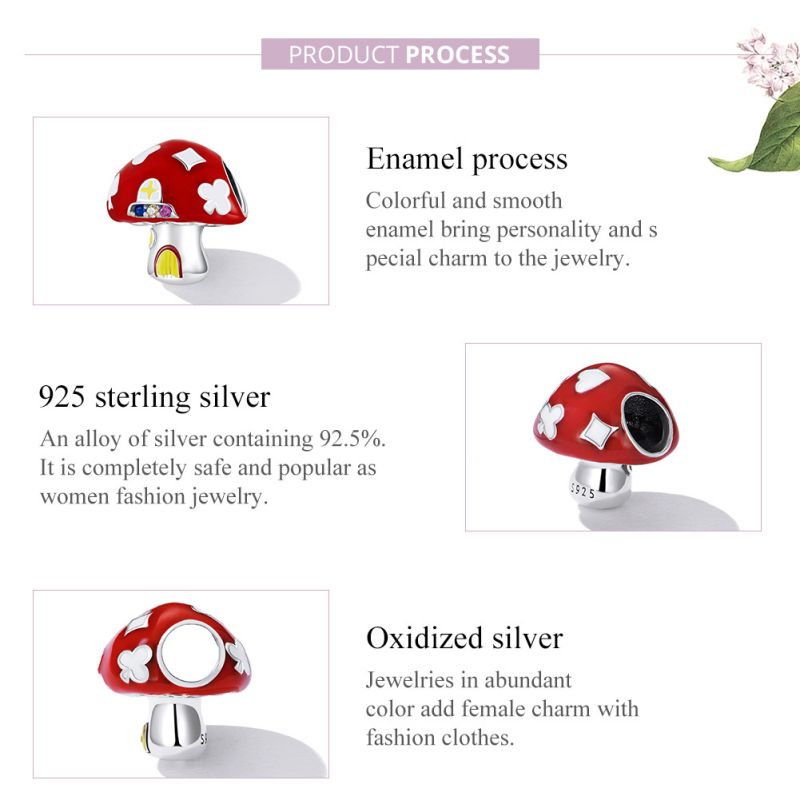 Casual Cute Mushroom Sterling Silver Inlay Zircon Jewelry Accessories display picture 8