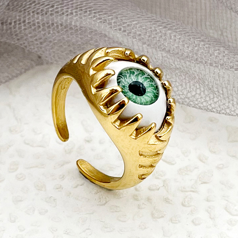 304 Stainless Steel Gold Plated Funny Novelty Commute Plating Eye Rings display picture 1