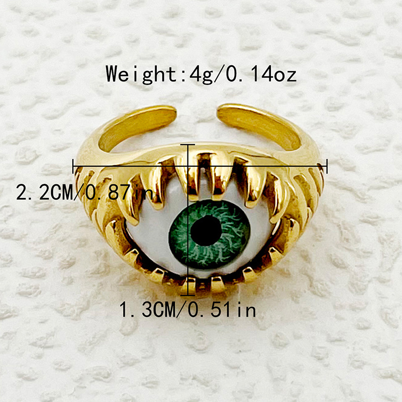 304 Stainless Steel Gold Plated Funny Novelty Commute Plating Eye Rings display picture 3