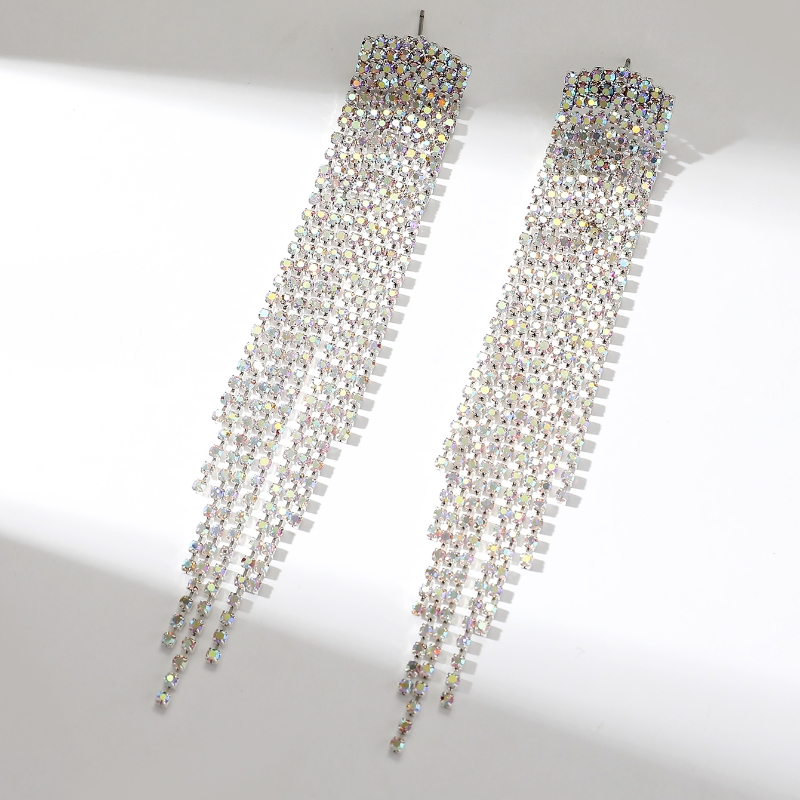 1 Paire Dame Gland Incruster Le Cuivre Strass Boucles D'oreilles display picture 3
