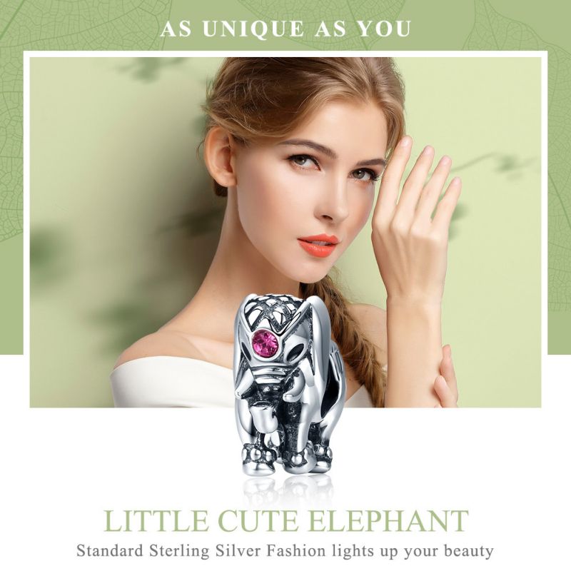 Casual Clown Water Droplets Elephant Sterling Silver Inlay Zircon Jewelry Accessories display picture 49