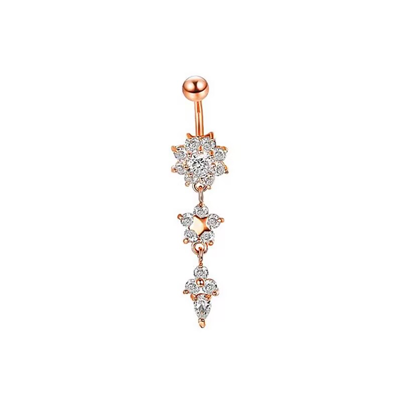 Casual Letter Fruit Snowflake Stainless Steel Copper Rose Gold Plated Rhinestones Zircon Belly Ring In Bulk display picture 1