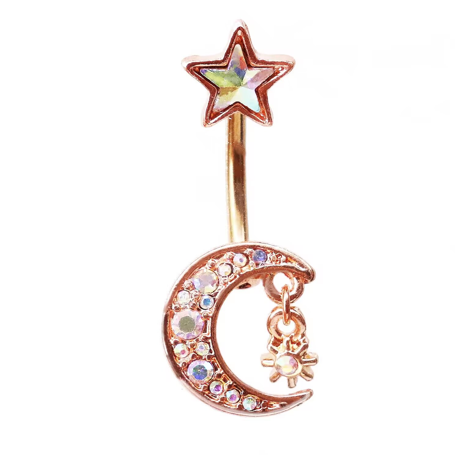Casual Letter Fruit Snowflake Stainless Steel Copper Rose Gold Plated Rhinestones Zircon Belly Ring In Bulk display picture 9