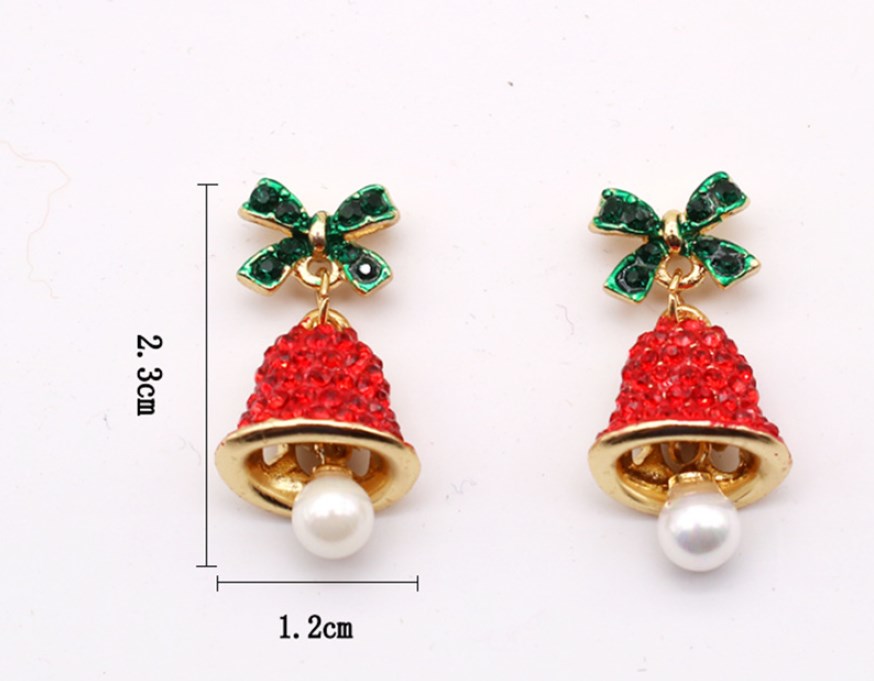 Wholesale Jewelry Cute Bow Knot Bell Alloy Rhinestones Enamel Plating Inlay Drop Earrings display picture 4