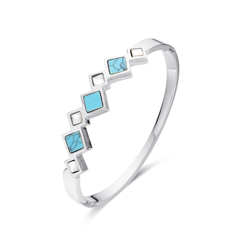 Rétro Carré Acier Inoxydable Incruster Zircon Bracelet display picture 2