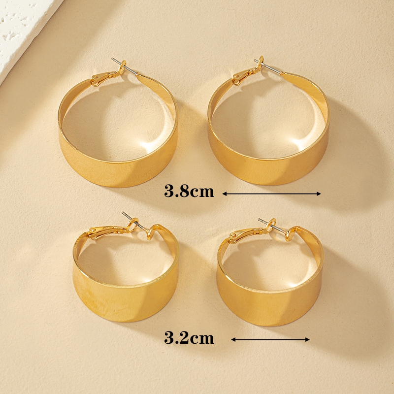 2 Pairs Elegant Glam Formal Circle Polishing Plating Metal Ferroalloy 14k Gold Plated Hoop Earrings display picture 5