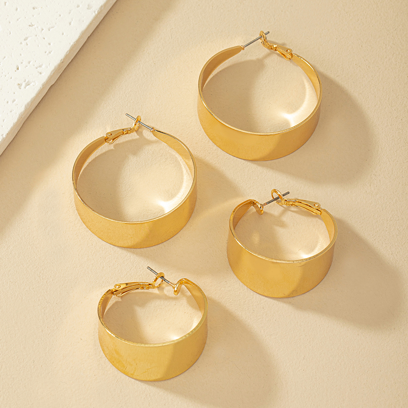 2 Pairs Elegant Glam Formal Circle Polishing Plating Metal Ferroalloy 14k Gold Plated Hoop Earrings display picture 2