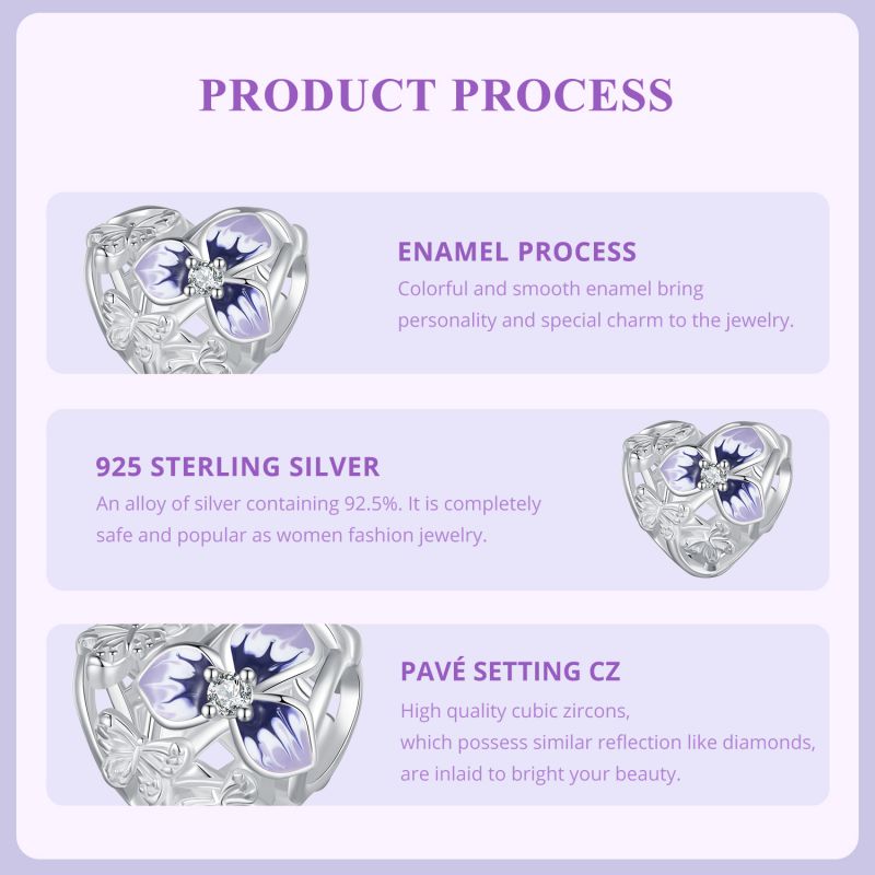 Casual Cute Heart Shape Flower Butterfly Sterling Silver Inlay Zircon Jewelry Accessories display picture 6