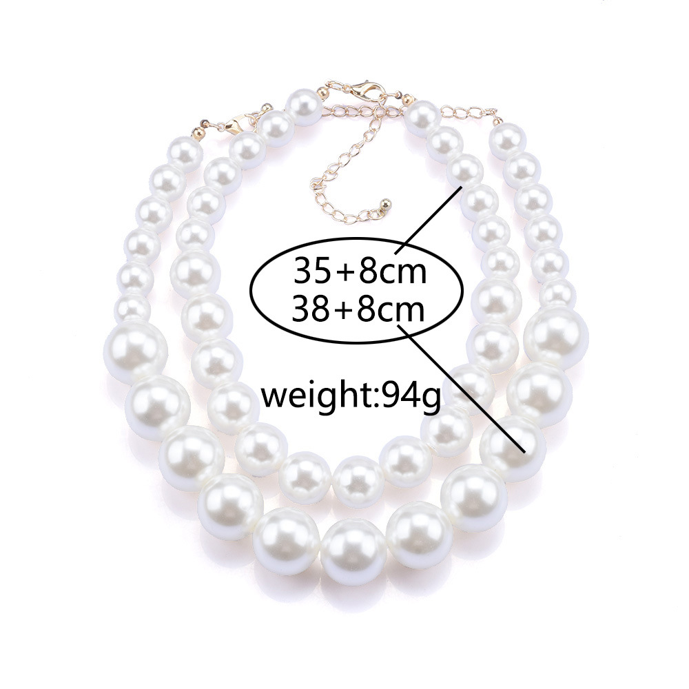 Retro Solid Color Imitation Pearl Plating Women's Layered Necklaces display picture 1