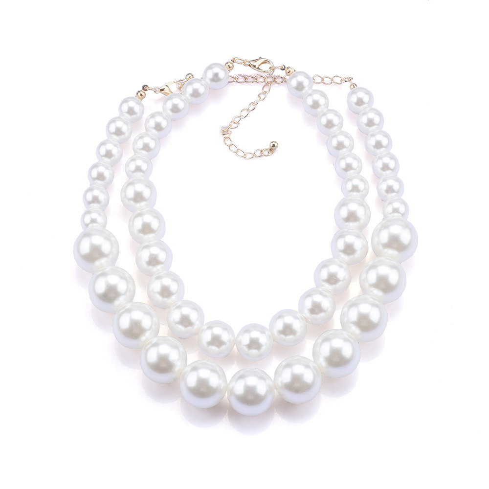 Retro Solid Color Imitation Pearl Plating Women's Layered Necklaces display picture 6