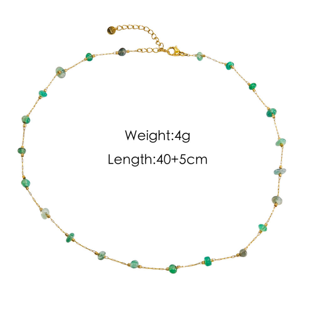 304 Stainless Steel 14K Gold Plated Basic Inlay Solid Color Gem Bracelets Anklet Necklace display picture 3