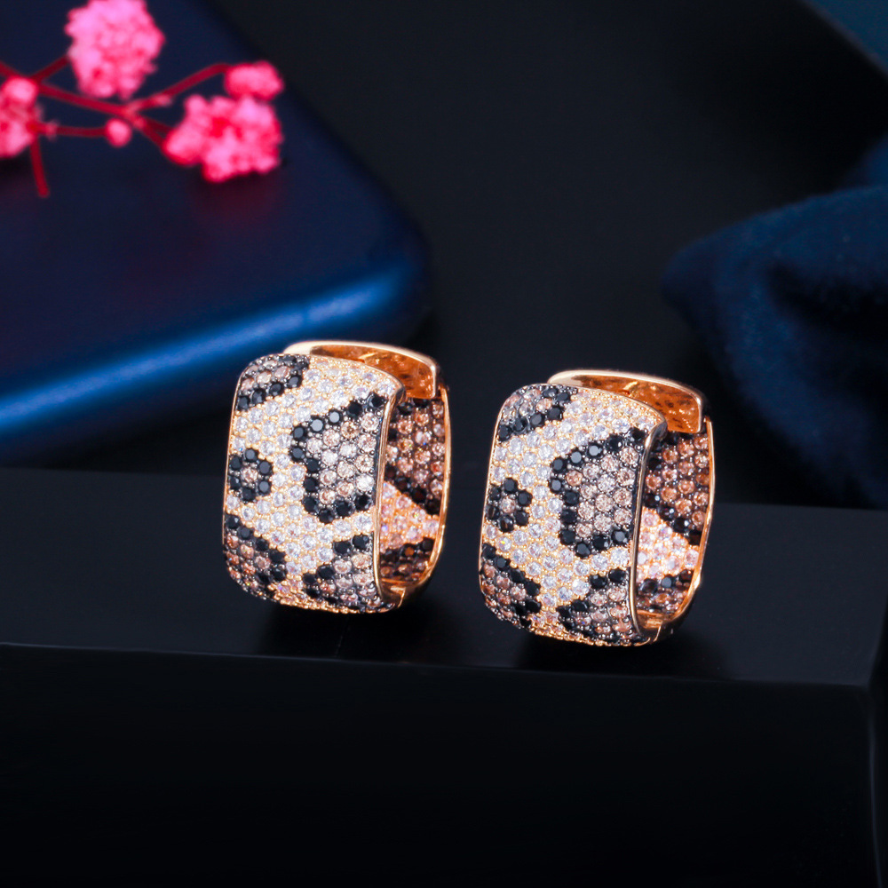 1 Pair Casual Elegant Rock Snakeskin Plating Inlay Copper Zircon Rose Gold Plated White Gold Plated Rhodium Plated Ear Studs display picture 2