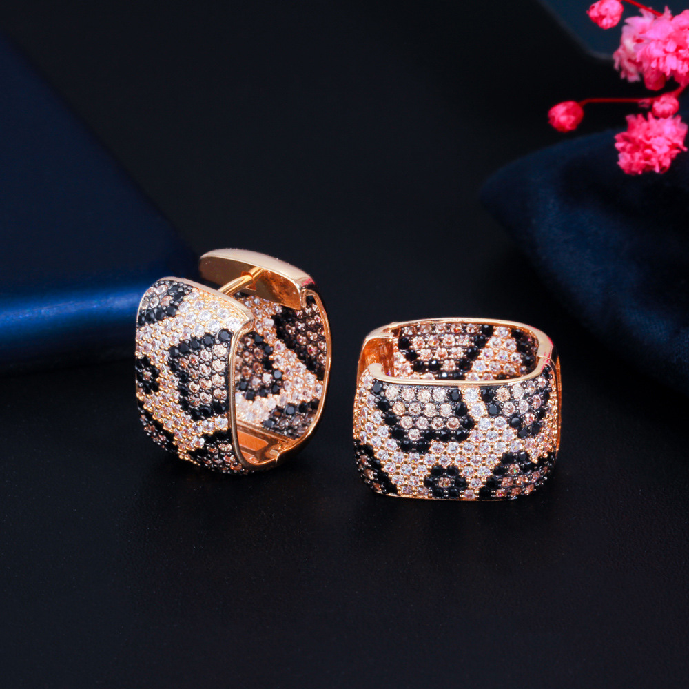 1 Pair Casual Elegant Rock Snakeskin Plating Inlay Copper Zircon Rose Gold Plated White Gold Plated Rhodium Plated Ear Studs display picture 7