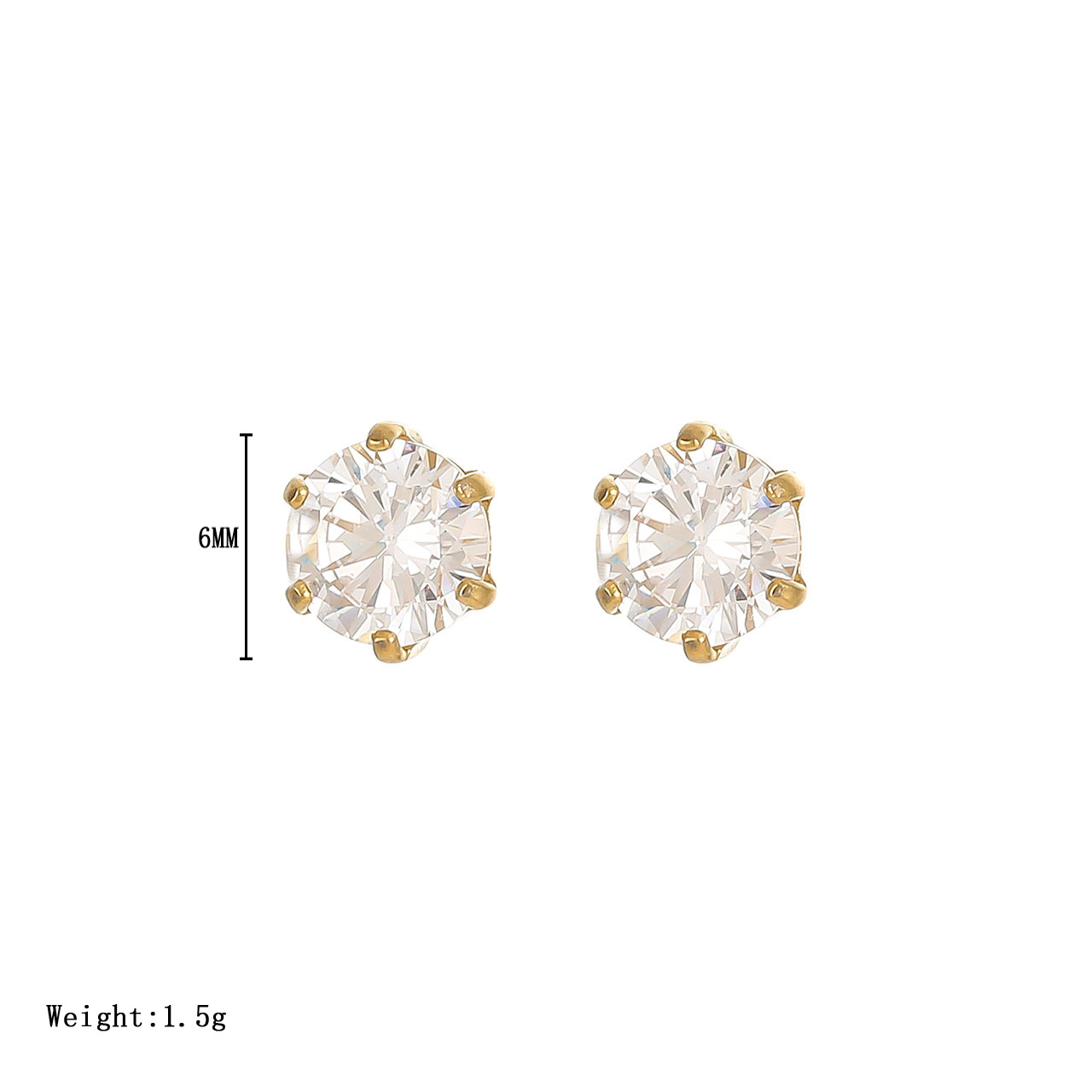 1 Pair Simple Style Round Inlay Stainless Steel Zircon White Gold Plated Gold Plated Ear Studs display picture 1
