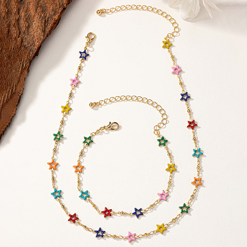 Simple Style Star 14k Gold Plated Alloy Wholesale Bracelets Necklace display picture 2