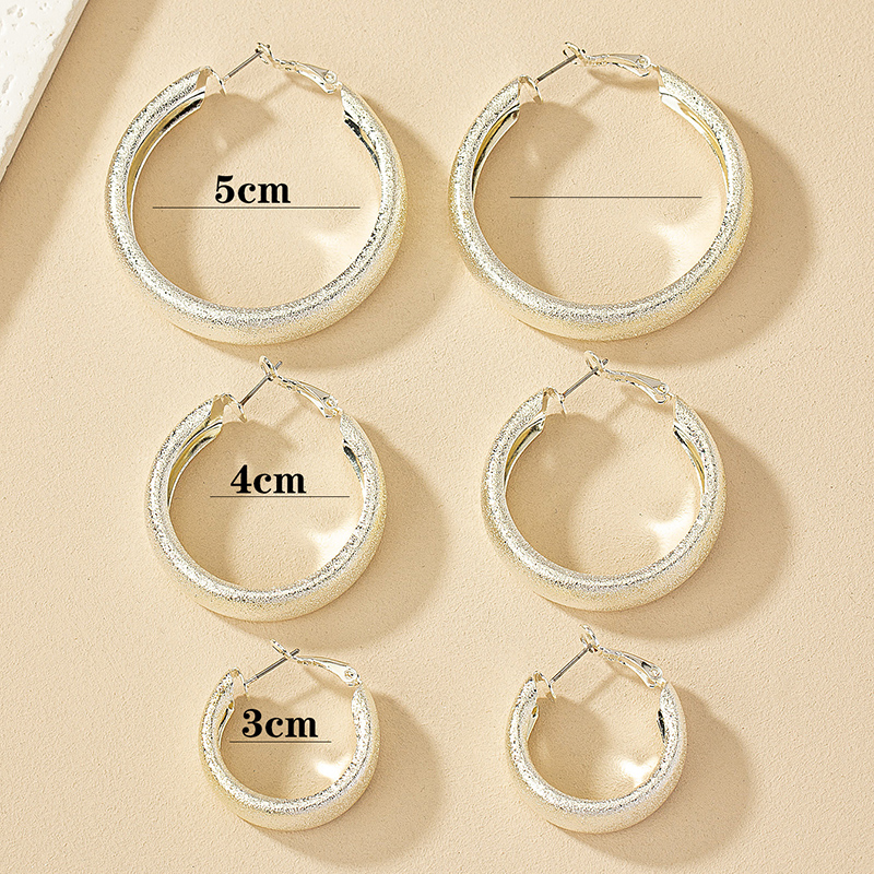 3 Pairs Casual Circle Plating Ferroalloy Silver Plated Earrings display picture 3