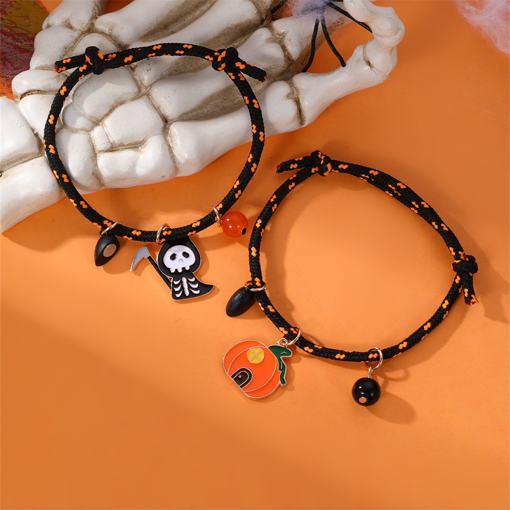 Lindo Gracioso Calabaza Aleación Víspera De Todos Los Santos Pareja Pulsera display picture 2