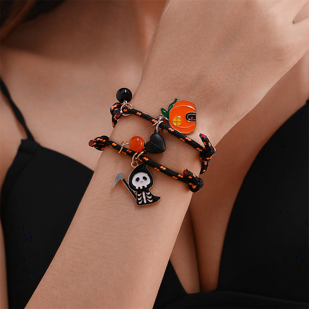 Cute Funny Pumpkin Alloy Halloween Couple Bracelets display picture 1