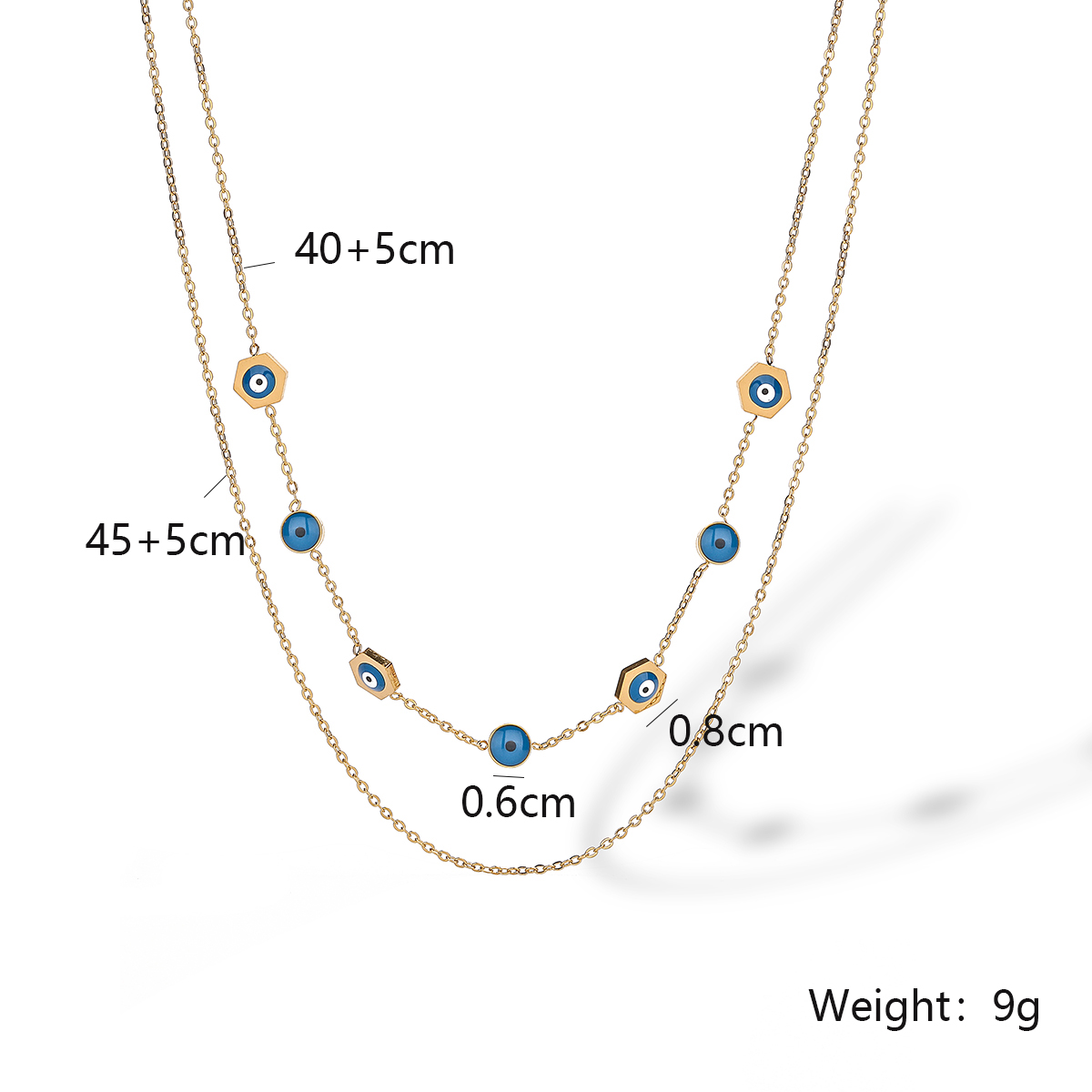 304 Stainless Steel 18K Gold Plated Simple Style Commute Enamel Plating Inlay Devil'S Eye Zircon Pendant Necklace display picture 1