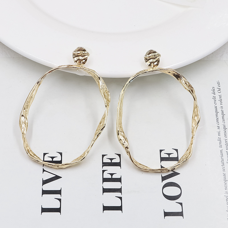 Wholesale Jewelry Punk Streetwear Commute Oval Alloy Gold Plated Silver Plated Plating Drop Earrings display picture 6