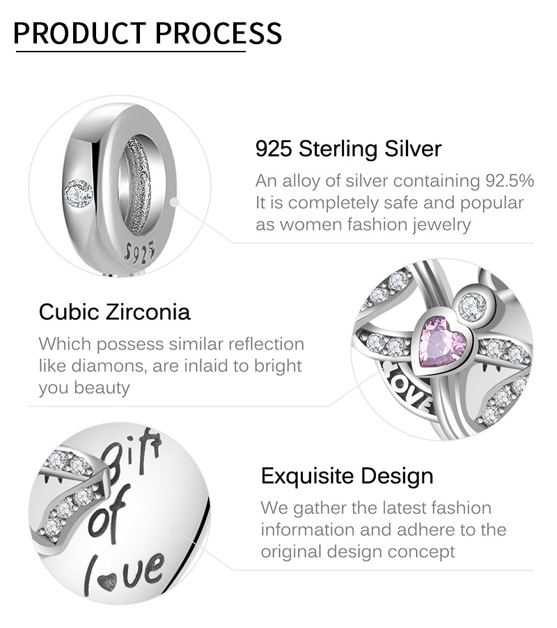 Elegant Streetwear Letter Heart Shape Sterling Silver Inlay Zircon Jewelry Accessories display picture 4