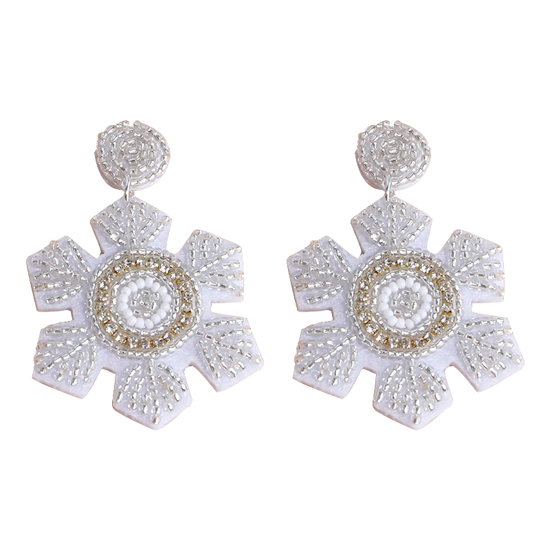 Wholesale Jewelry Ig Style Snowflake Arylic Plastic Fabric Beaded Drop Earrings display picture 1