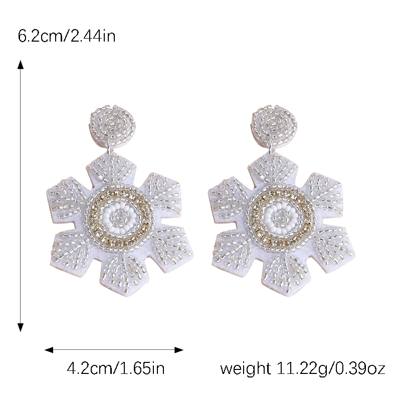Wholesale Jewelry Ig Style Snowflake Arylic Plastic Fabric Beaded Drop Earrings display picture 10