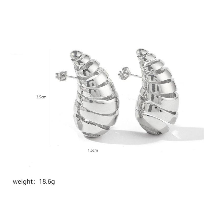 1 Pair Exaggerated Simple Style Water Droplets Spiral Stripe Polishing Plating Copper 18k Gold Plated Ear Studs display picture 5