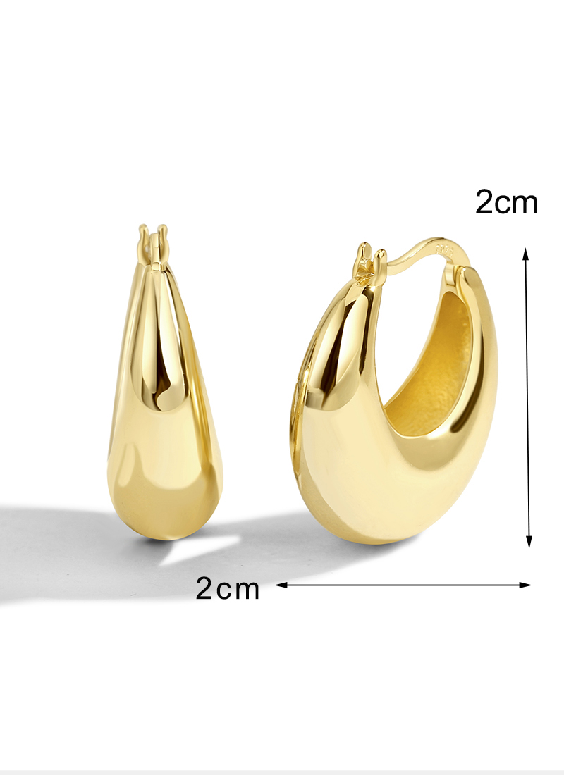 1 Pair Casual Elegant Commute Solid Color Scallop Plating Copper 18k Gold Plated Hoop Earrings display picture 1